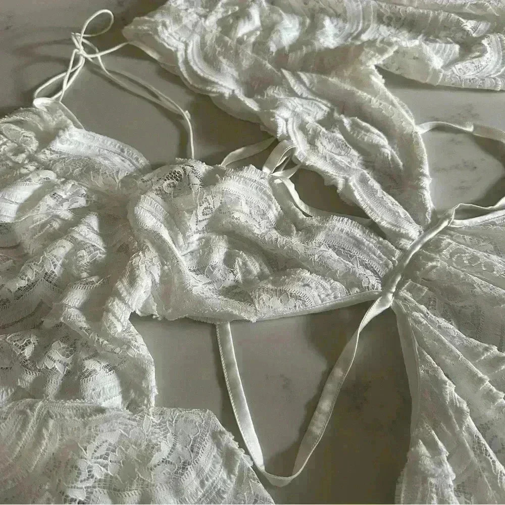 For Love and Lemons Long Sleeve Mimi Dress White Size XL- B02 - Picture 5 of 13